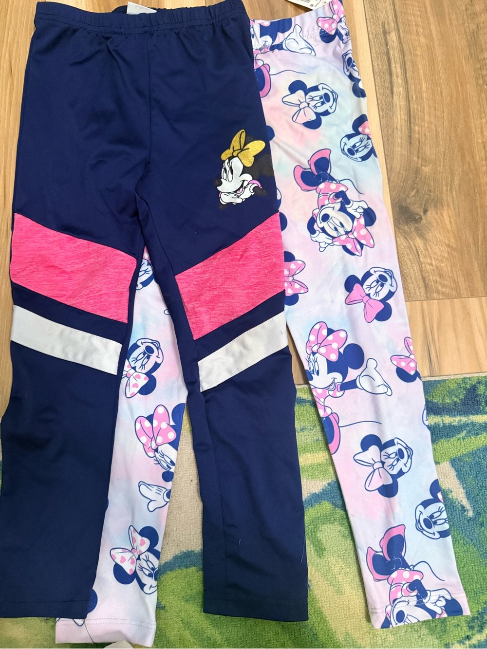 Girls Navy and Pink Minnie Mouse Leggings - 2-Pack